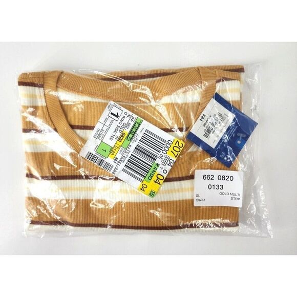 Arizona Crop Top Stripe Round Neck T-Shirt - Gold Multi Stripe - Juniors XL - Picture 4 of 7